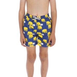 Tom & Teddy Elephant Swim Trunk Navy Yellow Boys 5/6